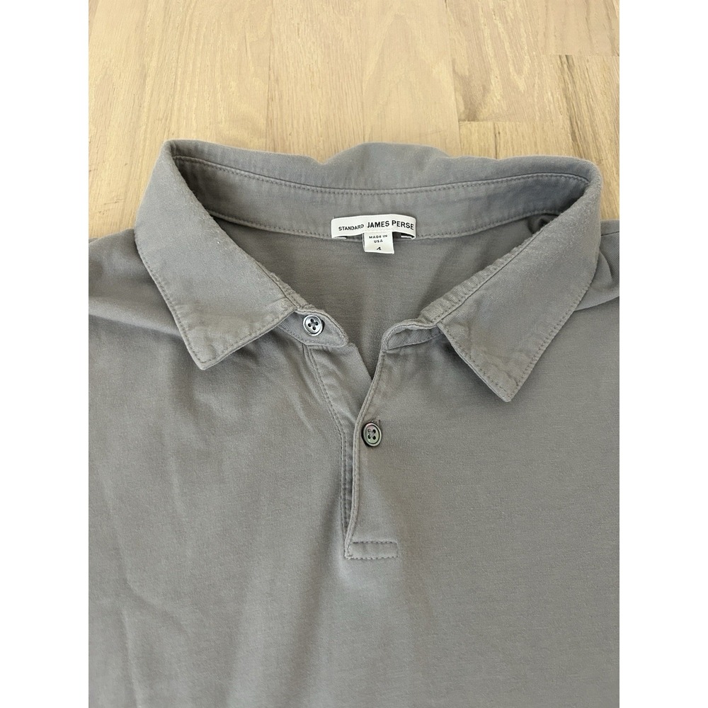 JAMES PERSE Gray Polo Shirt Size 4 XL Short Sleeve Supima Cotton USA MSX3337 - Picture 2 of 6